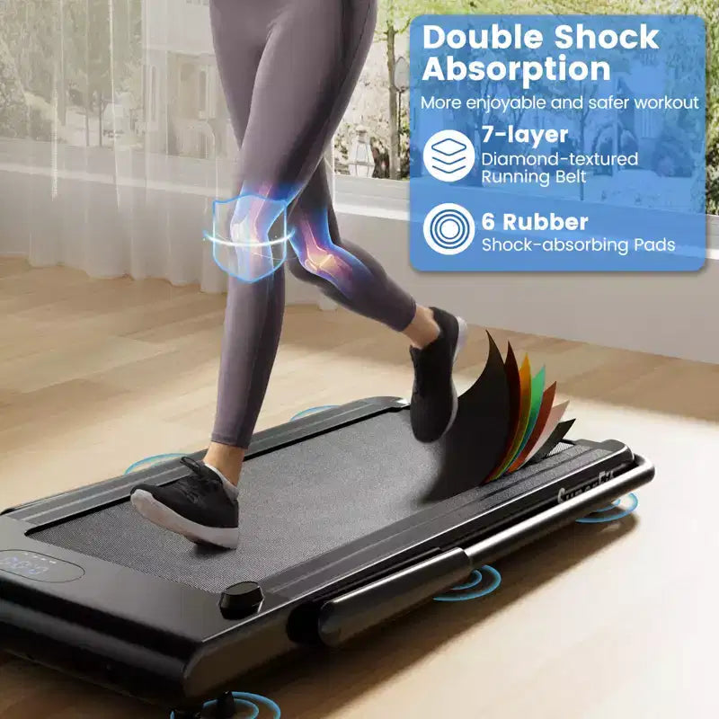 Tapis roulant pliable 3-en-1 Costway avec applications intelligentes, télécommande, écran LED et haut-parleurs bleu/argent
