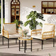 Ensemble de conversation de patio 4 pièces, ensembles de meubles d'extérieur en osier, 1 causeuse, 2 chaises et 1 table, beige