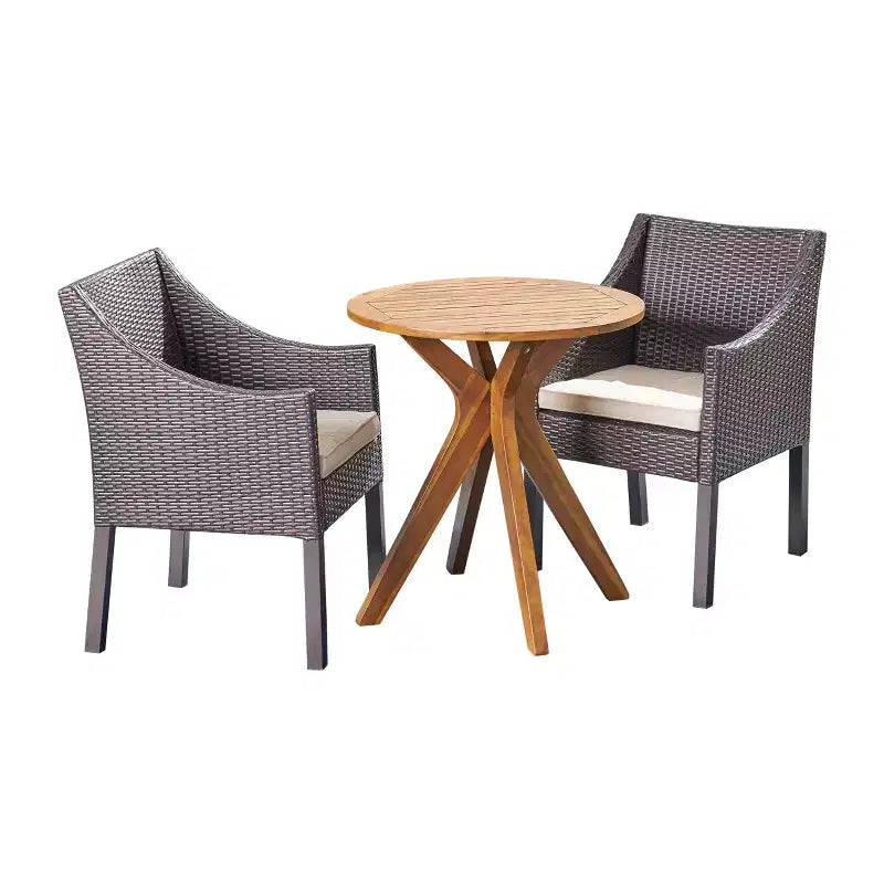 Christopher Knight Home Arrigo – Ensemble de bistrot 3 pièces d'extérieur en bois d'acacia et osier