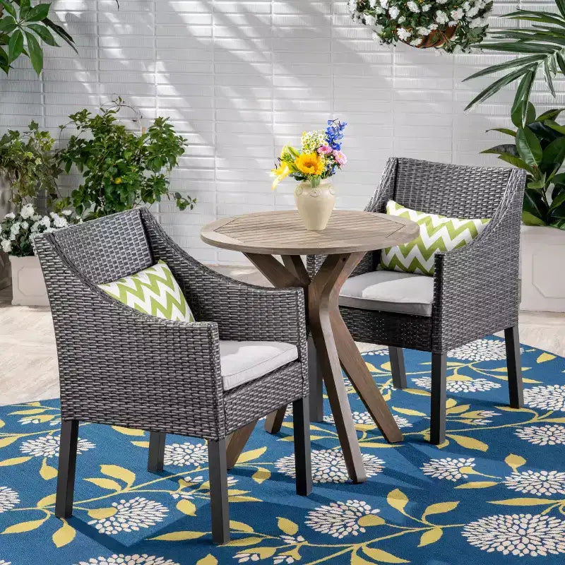Christopher Knight Home Arrigo – Ensemble de bistrot 3 pièces d'extérieur en bois d'acacia et osier