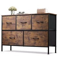Commode 5 tiroirs, unité de rangement longue en tissu pour chambre, placard, salon, couloir et chambre d'enfant
