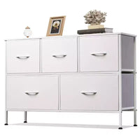 Commode 5 tiroirs, unité de rangement longue en tissu pour chambre, placard, salon, couloir et chambre d'enfant