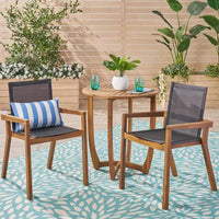 Christopher Knight Home Marcello Ensemble bistro 3 pièces d'extérieur en maille et bois d'acacia