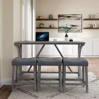 Ensemble de salle à manger hauteur bar 4 pièces style farmhouse avec 3 tabourets, ensemble de salle à manger hauteur comptoir, ensemble table petit-déjeuner, ensemble bistro, rustique et industriel-ModernLuxe