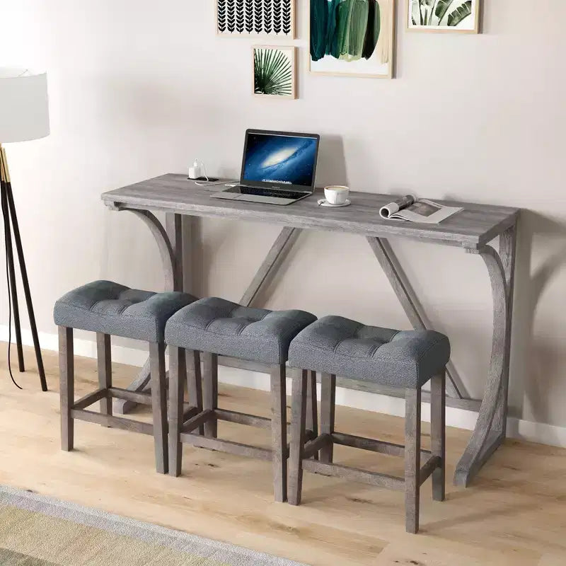Ensemble de salle à manger hauteur bar 4 pièces style farmhouse avec 3 tabourets, ensemble de salle à manger hauteur comptoir, ensemble table petit-déjeuner, ensemble bistro, rustique et industriel-ModernLuxe