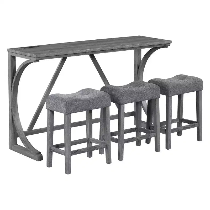 Ensemble de salle à manger hauteur bar 4 pièces style farmhouse avec 3 tabourets, ensemble de salle à manger hauteur comptoir, ensemble table petit-déjeuner, ensemble bistro, rustique et industriel-ModernLuxe