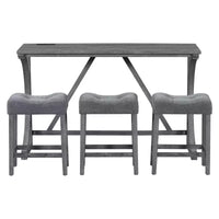 Ensemble de salle à manger hauteur bar 4 pièces style farmhouse avec 3 tabourets, ensemble de salle à manger hauteur comptoir, ensemble table petit-déjeuner, ensemble bistro, rustique et industriel-ModernLuxe