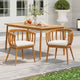 Christopher Knight Home Laura Chaise de salle à manger d'extérieur en bois d'acacia à lattes avec dossier courbe et coussin (lot de 2)