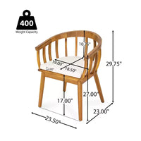 Christopher Knight Home Laura Chaise de salle à manger d'extérieur en bois d'acacia à lattes avec dossier courbe et coussin (lot de 2)