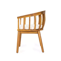 Christopher Knight Home Laura Chaise de salle à manger d'extérieur en bois d'acacia à lattes avec dossier courbe et coussin (lot de 2)