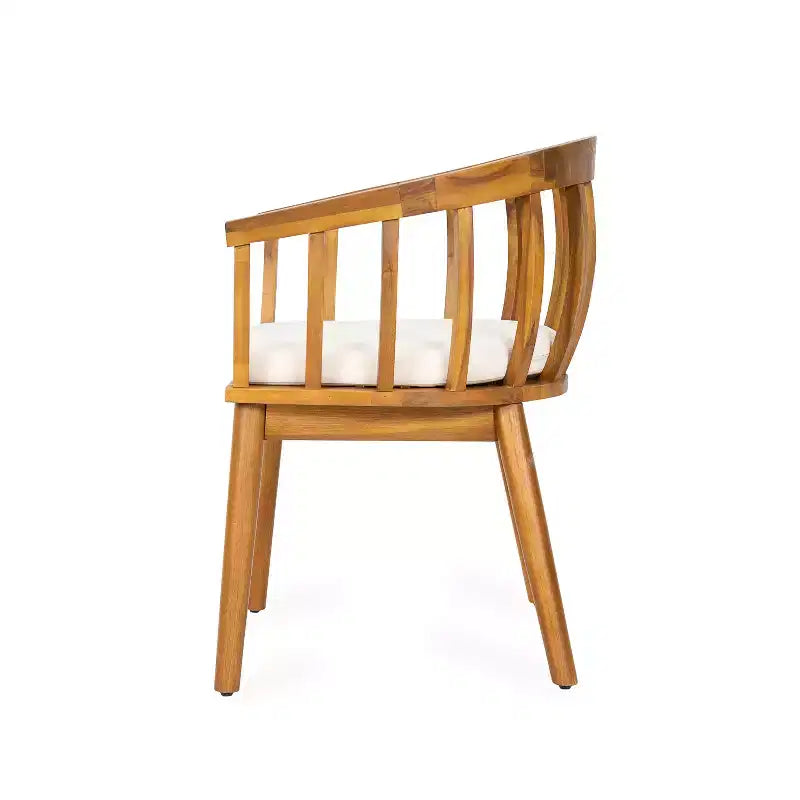Christopher Knight Home Laura Chaise de salle à manger d'extérieur en bois d'acacia à lattes avec dossier courbe et coussin (lot de 2)