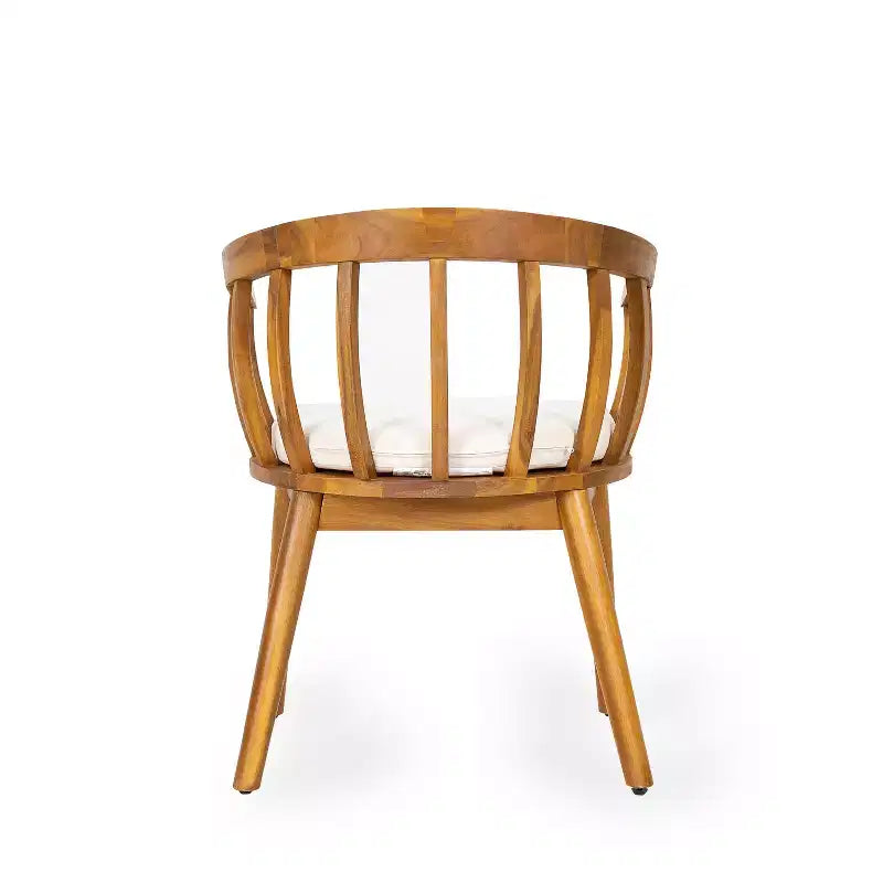 Christopher Knight Home Laura Chaise de salle à manger d'extérieur en bois d'acacia à lattes avec dossier courbe et coussin (lot de 2)
