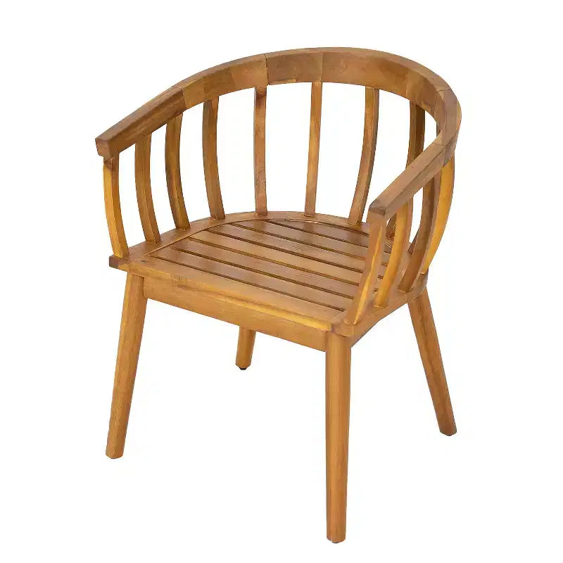 Christopher Knight Home Laura Chaise de salle à manger d'extérieur en bois d'acacia à lattes avec dossier courbe et coussin (lot de 2)
