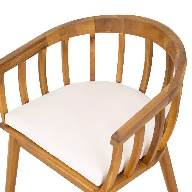 Christopher Knight Home Laura Chaise de salle à manger d'extérieur en bois d'acacia à lattes avec dossier courbe et coussin (lot de 2)