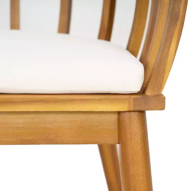 Christopher Knight Home Laura Chaise de salle à manger d'extérieur en bois d'acacia à lattes avec dossier courbe et coussin (lot de 2)