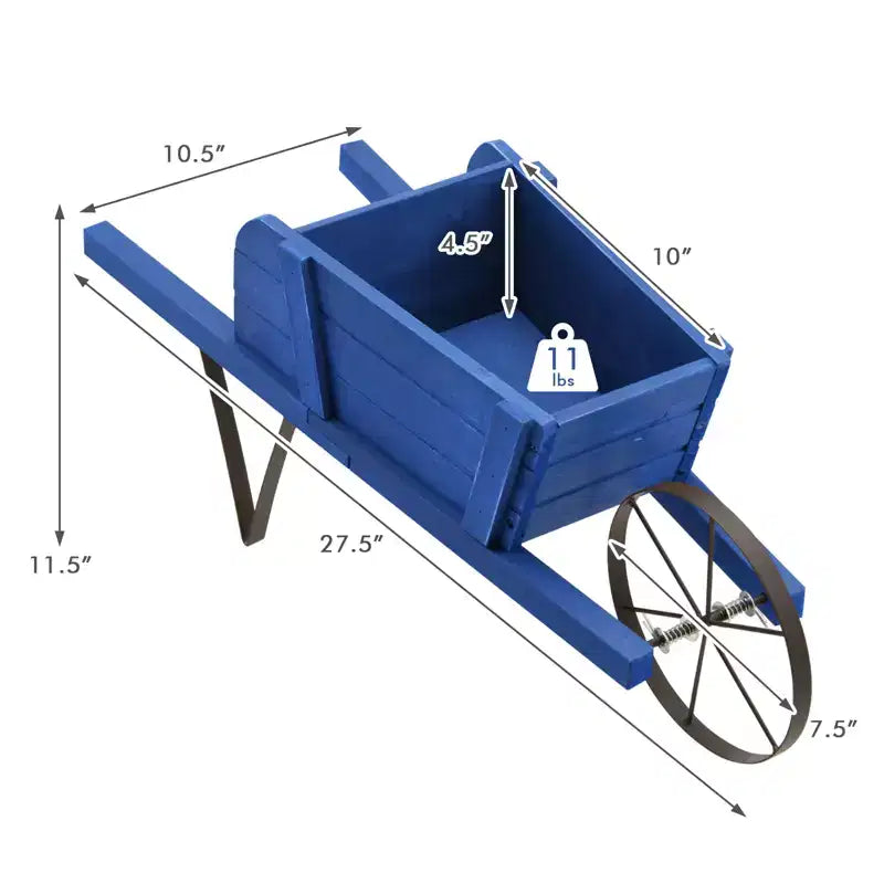 Jardinière chariot en bois Costway, chariot à fleurs rustique décoratif intérieur/extérieur avec roue bleu/beige/rouge
