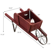 Jardinière chariot en bois Costway, chariot à fleurs rustique décoratif intérieur/extérieur avec roue bleu/beige/rouge