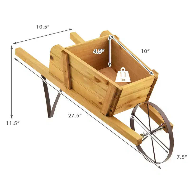Jardinière chariot en bois Costway, chariot à fleurs rustique décoratif intérieur/extérieur avec roue bleu/beige/rouge