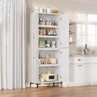 Armoire de rangement haute 71 style farmhouse, étagères réglables et 4 portes - organisateur de garde-manger de salle de bain pour cuisine, salle à manger et bureau