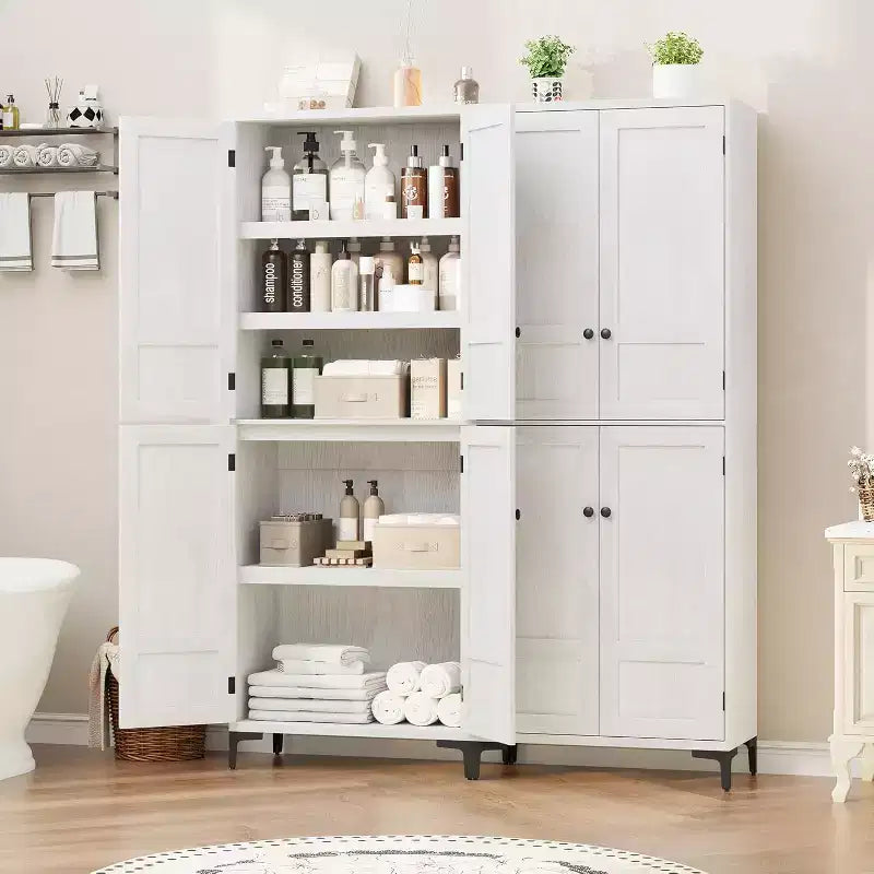 Armoire de rangement haute 71 style farmhouse, étagères réglables et 4 portes - organisateur de garde-manger de salle de bain pour cuisine, salle à manger et bureau