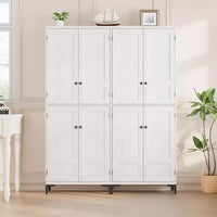 Armoire de rangement haute 71 style farmhouse, étagères réglables et 4 portes - organisateur de garde-manger de salle de bain pour cuisine, salle à manger et bureau