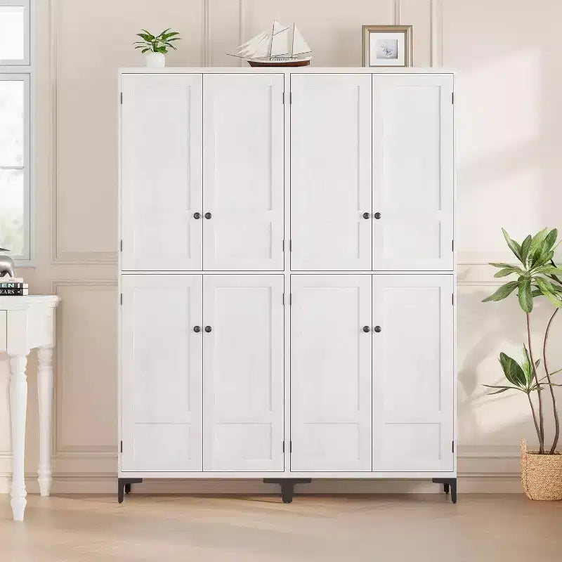 Armoire de rangement haute 71 style farmhouse, étagères réglables et 4 portes - organisateur de garde-manger de salle de bain pour cuisine, salle à manger et bureau