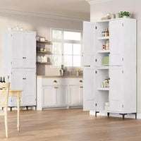 Armoire de rangement haute 71 style farmhouse, étagères réglables et 4 portes - organisateur de garde-manger de salle de bain pour cuisine, salle à manger et bureau