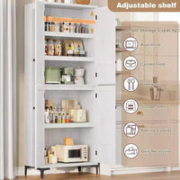 Armoire de rangement haute 71 style farmhouse, étagères réglables et 4 portes - organisateur de garde-manger de salle de bain pour cuisine, salle à manger et bureau