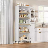 Armoire de rangement haute 71 style farmhouse, étagères réglables et 4 portes - organisateur de garde-manger de salle de bain pour cuisine, salle à manger et bureau