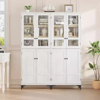 Armoire de rangement haute 71 style farmhouse, étagères réglables et 4 portes - organisateur de garde-manger de salle de bain pour cuisine, salle à manger et bureau