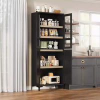 Armoire de rangement haute 71 style farmhouse, étagères réglables et 4 portes - organisateur de garde-manger de salle de bain pour cuisine, salle à manger et bureau