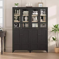 Armoire de rangement haute 71 style farmhouse, étagères réglables et 4 portes - organisateur de garde-manger de salle de bain pour cuisine, salle à manger et bureau
