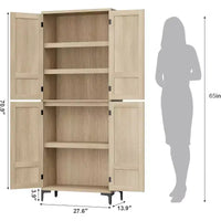 Armoire de rangement haute 71 style farmhouse, étagères réglables et 4 portes - organisateur de garde-manger de salle de bain pour cuisine, salle à manger et bureau