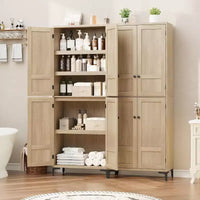 Armoire de rangement haute 71 style farmhouse, étagères réglables et 4 portes - organisateur de garde-manger de salle de bain pour cuisine, salle à manger et bureau