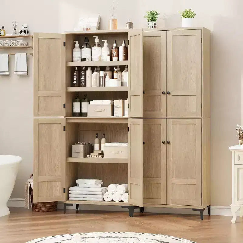 Armoire de rangement haute 71 style farmhouse, étagères réglables et 4 portes - organisateur de garde-manger de salle de bain pour cuisine, salle à manger et bureau