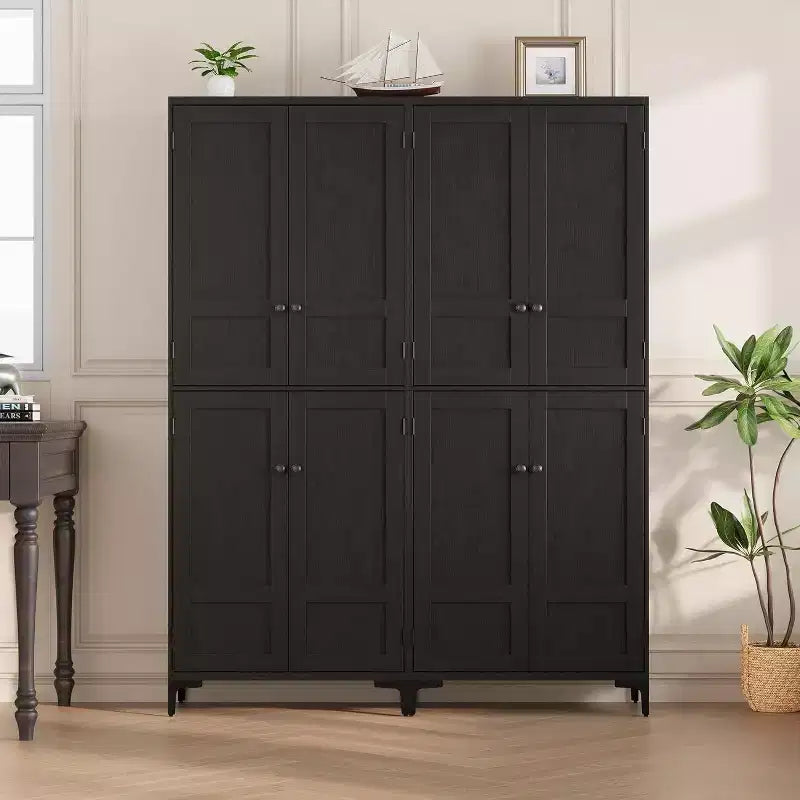 Armoire de rangement haute 71 style farmhouse, étagères réglables et 4 portes - organisateur de garde-manger de salle de bain pour cuisine, salle à manger et bureau