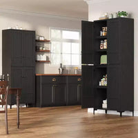 Armoire de rangement haute 71 style farmhouse, étagères réglables et 4 portes - organisateur de garde-manger de salle de bain pour cuisine, salle à manger et bureau