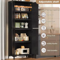Armoire de rangement haute 71 style farmhouse, étagères réglables et 4 portes - organisateur de garde-manger de salle de bain pour cuisine, salle à manger et bureau