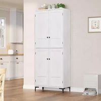 Armoire de rangement haute 71 style farmhouse, étagères réglables et 4 portes - organisateur de garde-manger de salle de bain pour cuisine, salle à manger et bureau