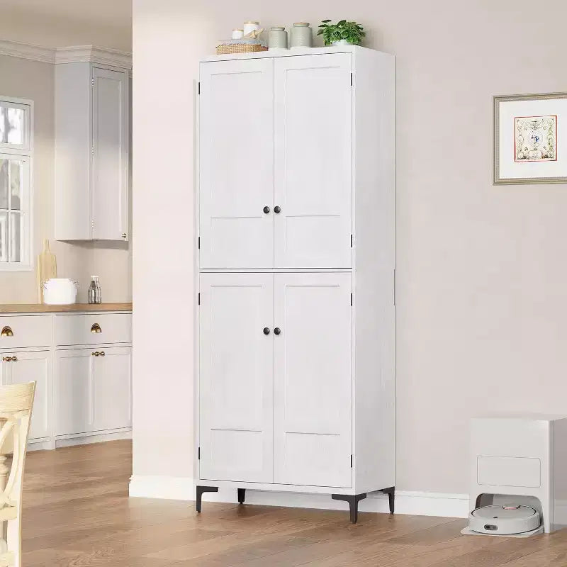 Armoire de rangement haute 71 style farmhouse, étagères réglables et 4 portes - organisateur de garde-manger de salle de bain pour cuisine, salle à manger et bureau