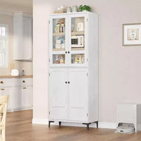 Armoire de rangement haute 71 style farmhouse, étagères réglables et 4 portes - organisateur de garde-manger de salle de bain pour cuisine, salle à manger et bureau