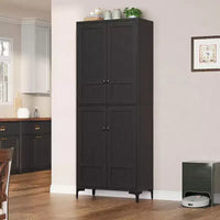 71 Farmhouse Tall Storage Cabinet, Adjustable Shelves & 4 Doors - Bathroom Pantry Organizer for Kitchen, Dining Room and office