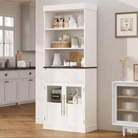 Garde-manger de cuisine haut 70 avec portes vitrées et tiroir - rangement polyvalent pour salon, bureau, salle à manger et entrée