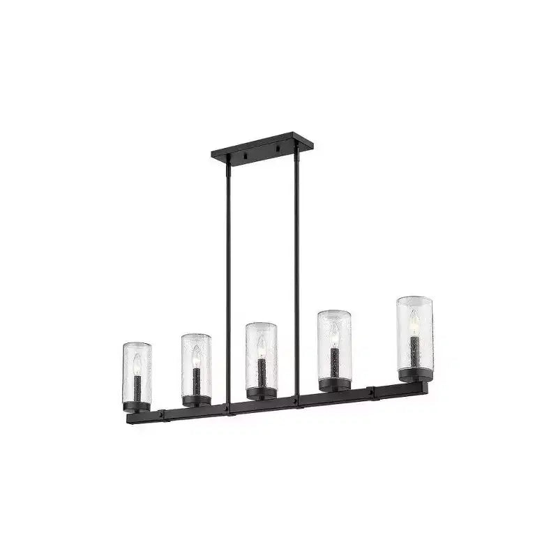 Lustre linéaire d'extérieur Marlow à 5 lumières - Luminaire en aluminium à intensité variable avec abat-jour en verre bullé