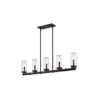Lustre linéaire d'extérieur Marlow à 5 lumières - Luminaire en aluminium à intensité variable avec abat-jour en verre bullé