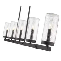 Lustre linéaire d'extérieur Marlow à 5 lumières - Luminaire en aluminium à intensité variable avec abat-jour en verre bullé