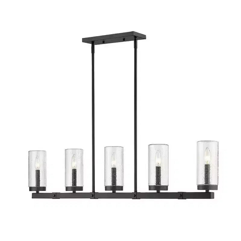 Lustre linéaire d'extérieur Marlow à 5 lumières - Luminaire en aluminium à intensité variable avec abat-jour en verre bullé