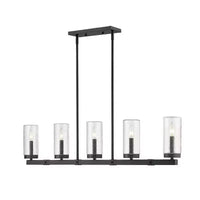 Lustre linéaire d'extérieur Marlow à 5 lumières - Luminaire en aluminium à intensité variable avec abat-jour en verre bullé