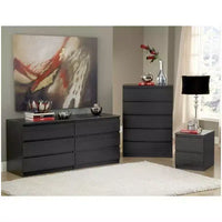 HomeStock Scottsdale chiffonnier 5 tiroirs chiffonnier de rangement contemporain grain de bois noir