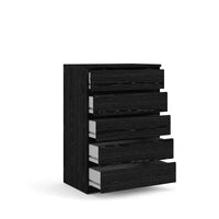 HomeStock Scottsdale chiffonnier 5 tiroirs chiffonnier de rangement contemporain grain de bois noir